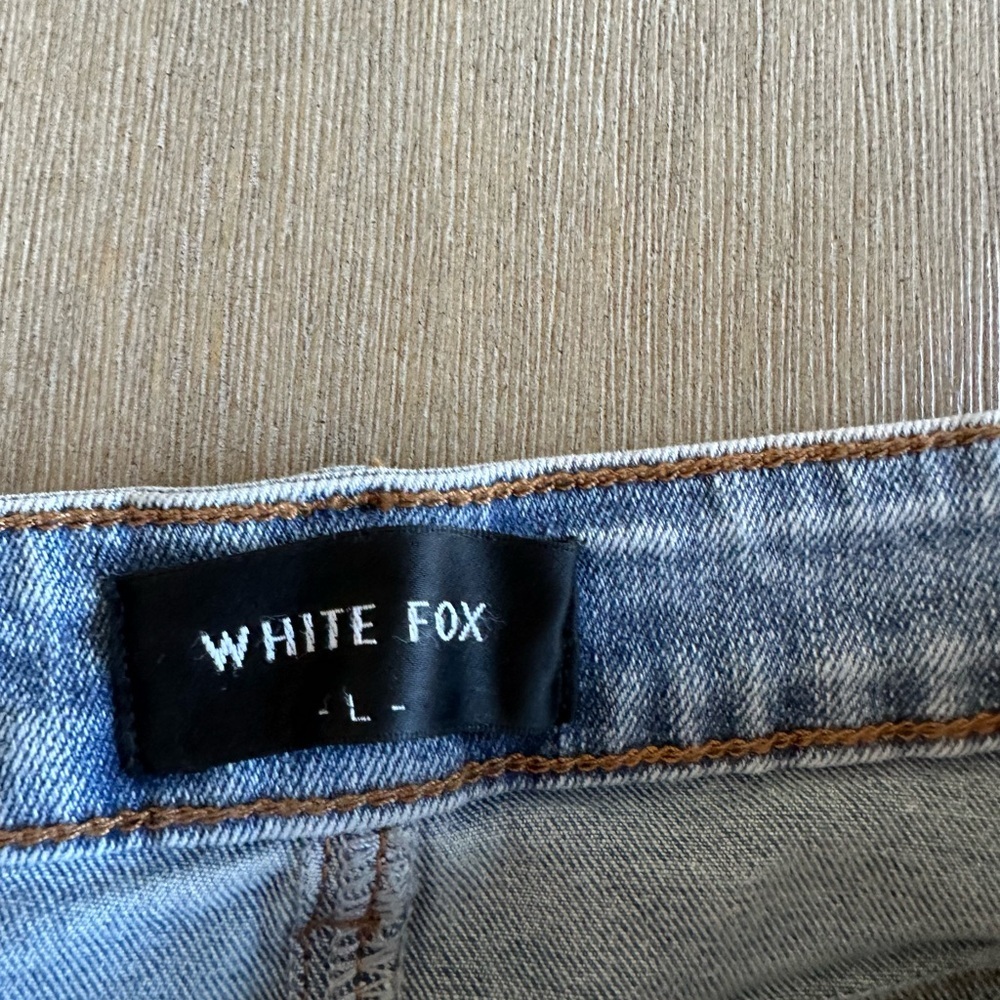 White Fox Boutique Denim Skirt with Lace Trim - Picture 3 of 6